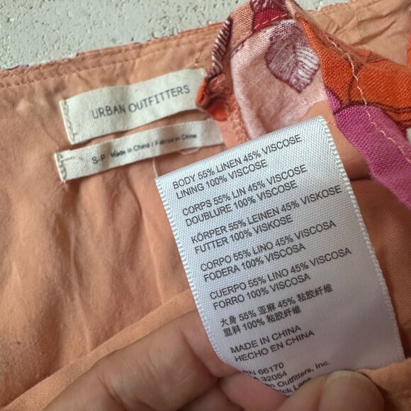 Urban Outfitters Rosie Notched Floral Pelmet Mini Skirt Linen Blend Size S - Picture 12 of 14